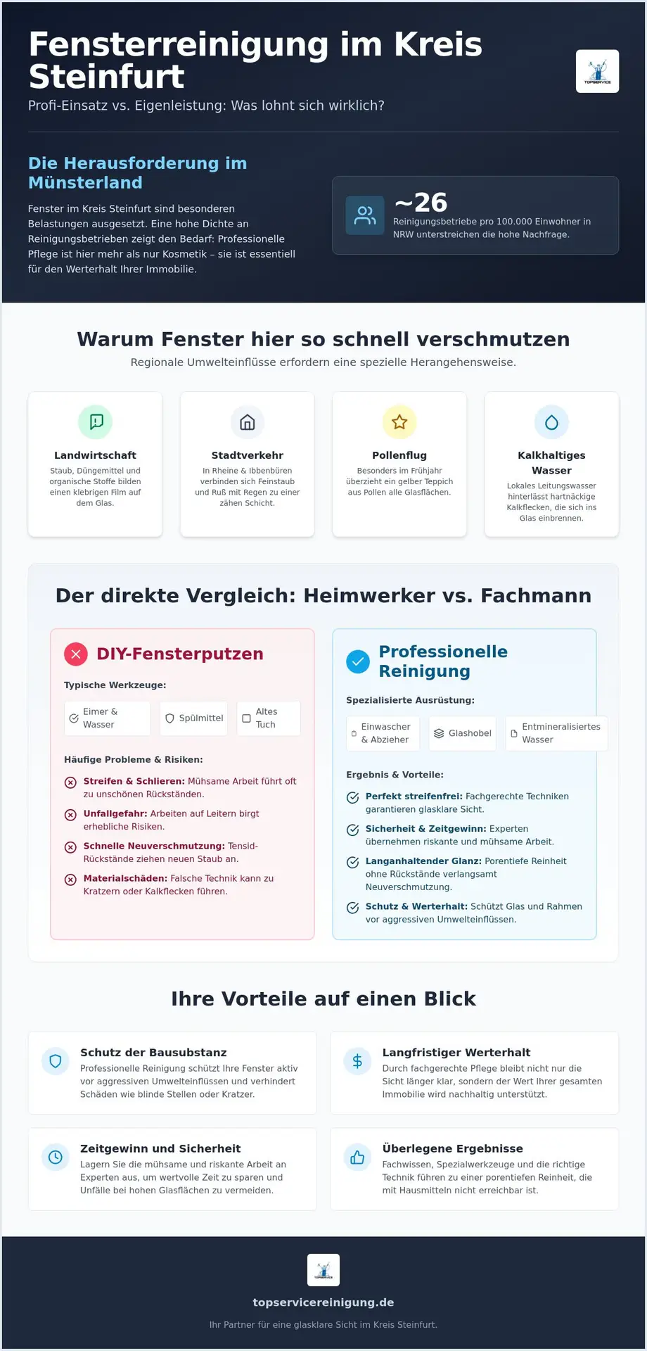 Fensterreiniger Kreis Steinfurt: Profi vs. DIY 2026