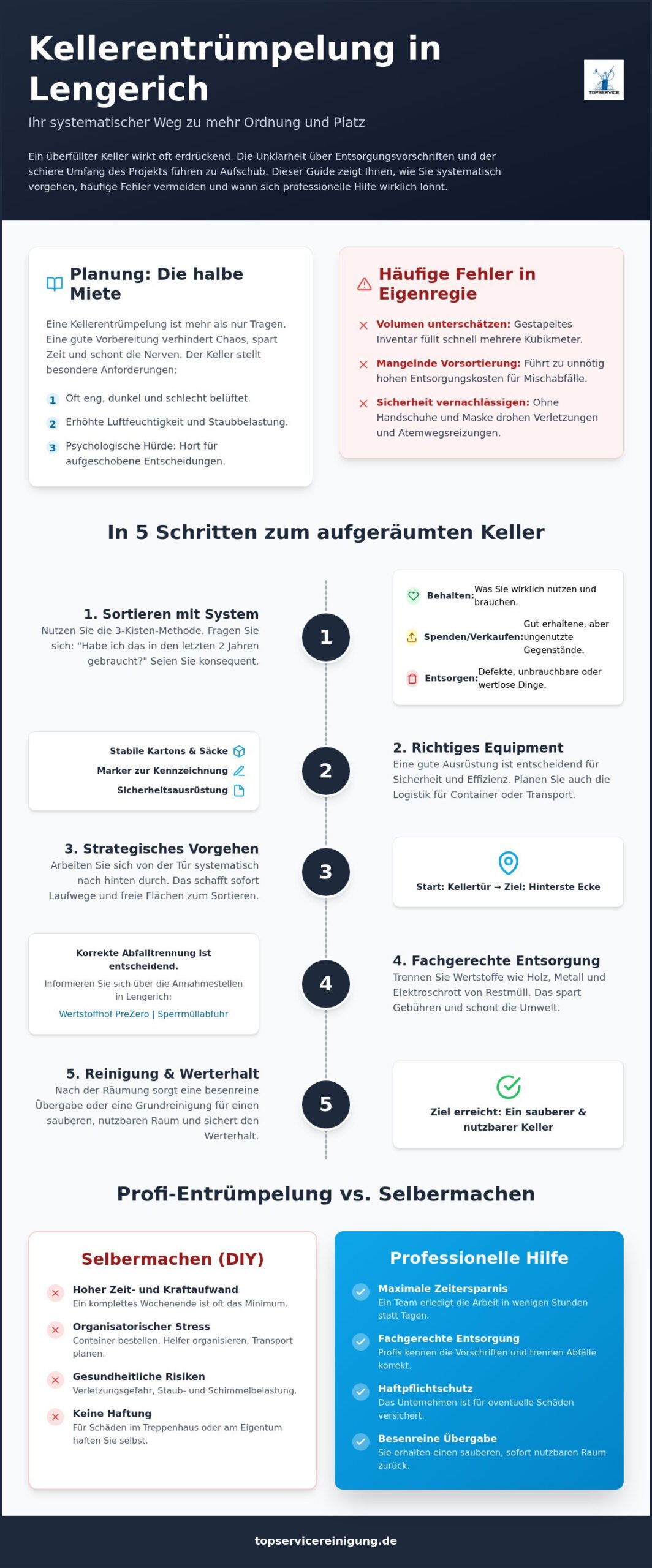 Kellerentrümpelung Lengerich: In 5 Schritten zum besenreinen Keller (Guide 2026)